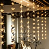 Недорогие LED ленты-Новые светодиодные занавесные звёздные гирлянды работающие от USB с дистанционным управлением для праздничных гирлянд на террасе на заднем дворе для вечеринки многоцветное освещение