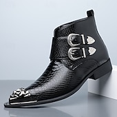 halpa Miesten joulukengät-Punaiset keinonahkaiset krokotiilikuvioiset miesten kengät, joissa kaksoissolki – ylelliset juhlakengät joulujuhliin ja tyylikkäisiin iltatilaisuuksiin