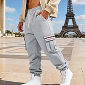 economico Carico-Per uomo Pantaloni da tuta Pantaloni in Pile Joggers Pantaloni Pantaloni invernali Coulisse Tasca Elastico in vita Patchwork Comodità Caldo Sport all'Aperto Quotidiano Moda Casual Nero Bianco