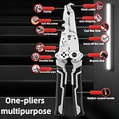 economico morsetti e pinze-Pinza spelafili pieghevole 18 in 1 per impieghi gravosi - utensile multifunzionale con impugnatura antiscivolo, taglio cavi, crimpatura, torsione, spelafili tutto in uno - per elettricisti,