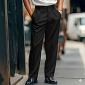 abordables Perder-Hombre Pantalones pantalones de traje Pantalones de satén Pantalones de traje Bolsillo Plano Comodidad Suave Longitud de la rodilla Formal Fiesta Negocio Moda Ropa de calle Negro Blanco Rígido