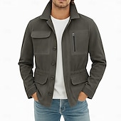 levne Faux semišové bundy-Pánské Bunda z umělého semiše Rüzgarlık Hnědá semišová bunda Ležérní Běžné / Denní Rüzgarlık Slátanina Elastický pas Zima Jaro &amp; podzim Pevná barva Vinobraní Módní Košilový límec Standardní Hněd