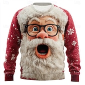 Ugly Christmas Sweater Men's Cartoon Santa Claus Print Pullover Sweater Jumper Knitwear Crewneck Casual Vacation Daily Festival Keep Warm Long Sleeve Fall Winter Black Red Green cheap Ugly Sweaters-Ugly Christmas Sweater Men's Cartoon Santa Claus Print Pullover Sweater Jumper Knitwear Crewneck Casual Vacation Daily Festival Keep Warm Long Sleeve Fall Winter Black Red Green
