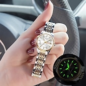 ieftine Ceasuri Quartz-Două ceasuri noi și la modă cu cuarț pentru cupluri - carcasă din oțel inoxidabil, rezistență la apă IPX7, calendar dublu luminescent, dată și afișaj duminică/luni, curea din aliaj - cadou ideal