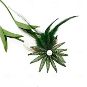 abordables Fascinateurs-Fascinators Perle Tissu Chapeau Fedora Formel Mariage Noël Fête du thé Course de Chevaux Élégant ancien Avec Plume Casque Couvre-chef