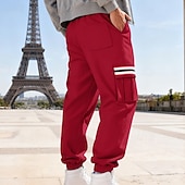 economico Carico-Per uomo Pantaloni da tuta Pantaloni in Pile Joggers Pantaloni Pantaloni invernali Coulisse Tasca Elastico in vita Patchwork Comodità Caldo Sport all'Aperto Quotidiano Moda Casual Nero Bianco