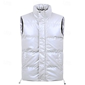 economico Gilet Puffer da Uomo-Per uomo Gilet imbottito Gilet Vacanza Quotidiano Data Moda Casual Autunno Inverno Tasca Poliestere Caldo Confortevole Tinta unica Cerniera Collo alla coreana Vestibilità regolare Nero Bianco Caffè