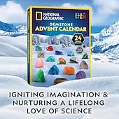 Недорогие Адвент-календарь и подарки в чулок-Адвент-календарь с драгоценными камнями подарки для чулков - рождественский подарок 2025 рождественский календарь обратного отсчета для детей с 24 драгоценными камнями для открытия каждый день полный