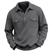 economico Felpe di base-Per uomo Maglia Nero Verde militare Blu marino Grigio chiaro Grigio scuro Bavero Semplice Tasca Sport &amp; Outdoor Quotidiano Ferie Streetwear Essenziale Casual Primavera &amp; Autunno Tutte le stagioni