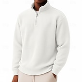 abordables Polo Classique pour Hommes-Homme Chemises Polo Gaufre Polo à fermeture éclair Sport en Plein Air Occasionnel Col montant Fermeture éclair manche longue Mode Moderne Couleur Unie Texturé Tricoté Printemps &amp; Automne Toutes