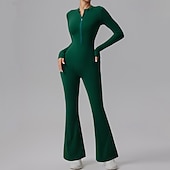 abordables Conjuntos y Monos-Mujer Mono de Fitness Mono de una pieza Cerrar Color sólido Body Primavera Otoño Negro Blanco Gimnasio Rutina de ejercicio Corriendo Control de barriga Manga Larga Deporte Ropa de Deporte Ajuste