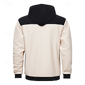 Χαμηλού Κόστους βασικά ανδρικά κουκούλα-Ανδρικά Φούτερ με Κουκούλα Μαύρο Πράσινο Χακί Χακί Μπεζ Με Κουκούλα Συνδυασμός Χρωμάτων Κορδόνι Κουρελού Τσέπη Αθλήματα &amp; Ύπαιθρος Καθημερινά Αργίες Βαμβάκι Κομψό στυλ street Βασικό Καθημερινό