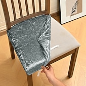 tanie Pokrowiec na krzesło do jadalni-Pokrowce na siedzenia do jadalni, rozciągliwy aksamit, złota tkanina w diamenty, podwójnie elastyczny pokrowiec na stołek z klamrą i językiem, antypoślizgowy pokrowiec na krzesło, dekoracja do hotelu