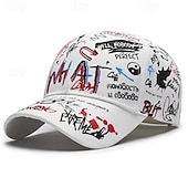 tanie Czapka baseballowa męska-Męskie Czapka z daszkiem Kapelusz Czapka Truckera Biały Niebieski Poliester Korygujący Moda Dzienne zużycie Graffiti hip-hopowe Oddychający