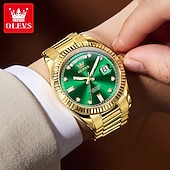 Недорогие Механические часы-OLEVS Мужские механические часы Роскошная мода Камни бизнес Светящийся календарь Водонепроницаемые часы на стальном ремешке