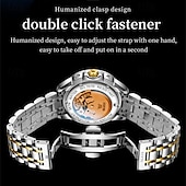 ieftine Ceasuri Mecanice-Noul ceas business Olevs pentru bărbați are un calendar perpetuu luminos, faze lunare și calendar. Este un ceas mecanic automat pentru bărbați, la modă, casual și multifuncțional.