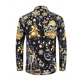 olcso Ingek-Karácsony Hosszú ujjak Gombos ing Karácsonyi fények Grafikus Újdonságok Vicces mert Férfi Felnőttek 3D nyomtatás mert Karácsony Farsang Újév Parti