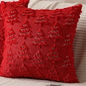 levne Vánoční povlečení-Vánoční povlaky na polštáře s ozdobou na stromeček, měkké plyšové povlaky na polštáře z umělé kožešiny, povlaky na polštáře na vánoční stromeček na svátky, zimní domy, pohovky, postele, verandy,