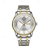 abordables Montres à quartz-La nouvelle montre pour hommes au cadran romain Deblve à la mode et tendance avec bracelet en alliage calendrier lumineux et affichage du jour. C'est un choix idéal pour une vie simple décontractée