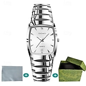 رخيصةأون ساعات كوارتز-ساعة جديدة للرجال مع حزام من الفولاذ المقاوم للصدأ عرض ليلة مع كريستالات مقاومة للخدش وقرص مقاوم للتآكل مفضلة لهدايا العيد وعيد الميلاد