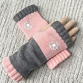 billiga Handskar-Dam 1 par Fingerlösa / Stickade handskar Streetwear / Utomhus Handskar - Blomma Mönster