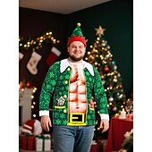 economico Magliette-Natale T-shirt Elfo Grafico Originale Divertente per Per uomo Adulti Stampa 3D  per Natale Carnevale Capodanno Feste