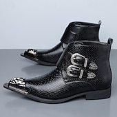 halpa Miesten joulukengät-Punaiset keinonahkaiset krokotiilikuvioiset miesten kengät, joissa kaksoissolki – ylelliset juhlakengät joulujuhliin ja tyylikkäisiin iltatilaisuuksiin