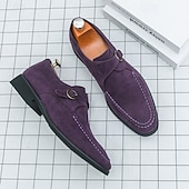 Χαμηλού Κόστους Παπούτσια Μοναχού-Ανδρικά μωβ σουέτ παπούτσια monk με μεταλλική αγκράφα, vintage βρετανικά παπούτσια για επίσημες εκδηλώσεις, πάρτι και λάτρεις της μόδας