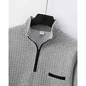 economico Polo classica da uomo-Per uomo Polo Polo con zip a un quarto Abbigliamento quotidiano Data Zip a un quarto Manica Corta Moda Essenziale Semplice Jacquard Cerniera Estate Vestibilità regolare Nero Bianco Blu marino