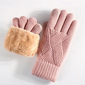 billiga Handskar-Dam 1 par Fingertoppar / Vinterhandskar / Stickade handskar Streetwear / Grundläggande / Utomhus Handskar - Solid färg Helt finger