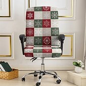 abordables Funda navideña-Fundas navideñas para sillas y taburetes de oficina, fundas elásticas de poliéster con estampado geométrico para la decoración navideña del hogar.