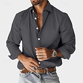 economico Camicie eleganti da uomo-Per uomo Camicia Camicia elegante Camicia casual Semplice All'aperto Streetwear Nero Bianco Blu marino Blu Manica Lunga Bavero Estate Primavera Abbigliamento Puro