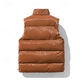 economico Gilet Puffer da Uomo-Per uomo Gilet imbottito Gilet Vacanza Quotidiano Data Moda Casual Autunno Inverno Tasca Poliestere Caldo Confortevole Tinta unica Cerniera Collo alla coreana Vestibilità regolare Nero Bianco Caffè
