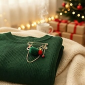 baratos Acessórios para mulheres-broche de pingente de Natal – chapéu de malha festivo, guirlanda, árvore e broche de sino para mulheres