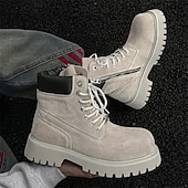 Χαμηλού Κόστους Μπότες εργασίας-Ανδρικά χακί σουέτ μποτάκια εργασίας μέχρι τον αστράγαλο με στιβαρή σόλα και απαλή εσωτερική επένδυση, ελαφριά, casual μπότες εξωτερικού χώρου για φθινοπωρινή και χειμερινή χρήση.