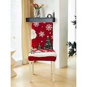 cheap Dining Chair Cover-1/2/4PC/6PC Christmas Milk Silk Printed Chair Cover – Decorative, Anti-Slip &amp; Dustproof Slipcover, Soft Stretch Fabric for All Seasons