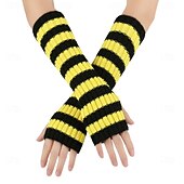 cheap Gloves-Women's 1 Pair Half Finger / Knitted Gloves Streetwear / Outdoor Gloves - Striped Print