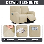 abordables Housse de canapé-Housse de canapé inclinable 2 places avec coutures quadrillées 5x5 - fauteuil lounge double moderne à dossier bas pour un confort optimal au salon