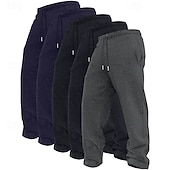 preiswerte Gerade Bein-5 Stück Herren-Jogginghose mit geradem Bein, Fleece-Hose, Freizeithose, Kordelzug, elastischer Bund, Mehrfachpackung, einfarbig, bequem, volle Länge, Outdoor, Reisen, Alltag, Urlaub, Mode