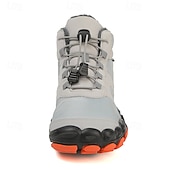 billiga Vinter- och snöstövlar-Orange och bruna vattentäta vandringskängor för män med pälsfoder – slitstarka och snygga skor för julens utomhusäventyr och vintervandringar