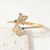 tanie Bransoletki-Cyrkonia Styl vintage Klasyczny Kształt listka Elegancja Zabytkowe Moda Modny Chrom Bransoletka Biżuteria Złota Na Codzienny Studniówka Impreza Ślub Prezent Zaręczynowy