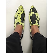 economico Slip-ons e mocassini da donna-Mocassini in pelle sintetica a motivo di pelle di mucca da donna – Eleganti slip-on neri e bianchi per uscite casual e lavoro d'ufficio