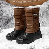 abordables Botas de invierno y nieve-Botas de nieve impermeables marrones para hombre: aislantes y duraderas, perfectas para deportes de invierno, raquetas de nieve y aventuras al aire libre.