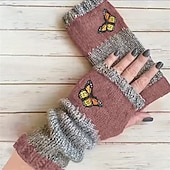 halpa Käsineet-Naisten 1 pari Sormeton / Talvi käsineet / Neulotut käsineet Katutyyli / Ulkoilma Hanskat - Perhonen / Painettu