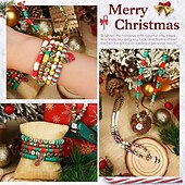 cheap Beading Making Kit-Christmas Beads for Jewelry Making Charms Clay Beads for Bracelet Necklace Making DIY Crafts Holiday Polymer Letter Bead Kit Handmade Jewelry Bracelet Craft Accessories Gift
