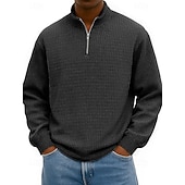 baratos Suéteres básicos-Homens Moletom Moletom com zíper Azul Preto Branco Verde Tropa Azul Marinha Meio Zíper Tecido Imprimir Diário Feriado Para Noite Poliéster Roupa de rua Casual Outono Inverno Roupa Moletons Moletons