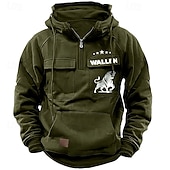 economico felpe 3d da uomo-Per uomo Felpa con cappuccio Felpa con cappuccio e zip corta Nero Rosa Vino Blu Verde Con Cappuccio Bandiera Nazionale Coulisse Tasca Sport &amp; Outdoor Quotidiano Ferie Streetwear Essenziale Casual