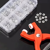 olcso művészet, kézművesség és varrás-50/100/150/200 darabos gyorsgomb készlet kézi szorító - stabil rozsdamentes acél készlet ruhákhoz, sapkákhoz és táskákhoz - tartalmazza a szerelési szerszámokat kézi szerszámok gyorsgomb készlet