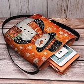 Χαμηλού Κόστους Τσάντες γραφικών εκτύπωσης-Γυναικεία χριστουγεννιάτικη τσάντα χιαστί με χιονάνθρωπο - τύπωμα χιονάνθρωπου και νιφάδας χιονιού για χριστουγεννιάτικα ψώνια, χριστουγεννιάτικα πάρτι και χειμερινές εξόδους