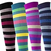 cheap Socks-Women's Knee High Socks Outdoor Daily Holiday Rainbow Polyester Basic Classic Casual Elastic Warm 5 Pairs